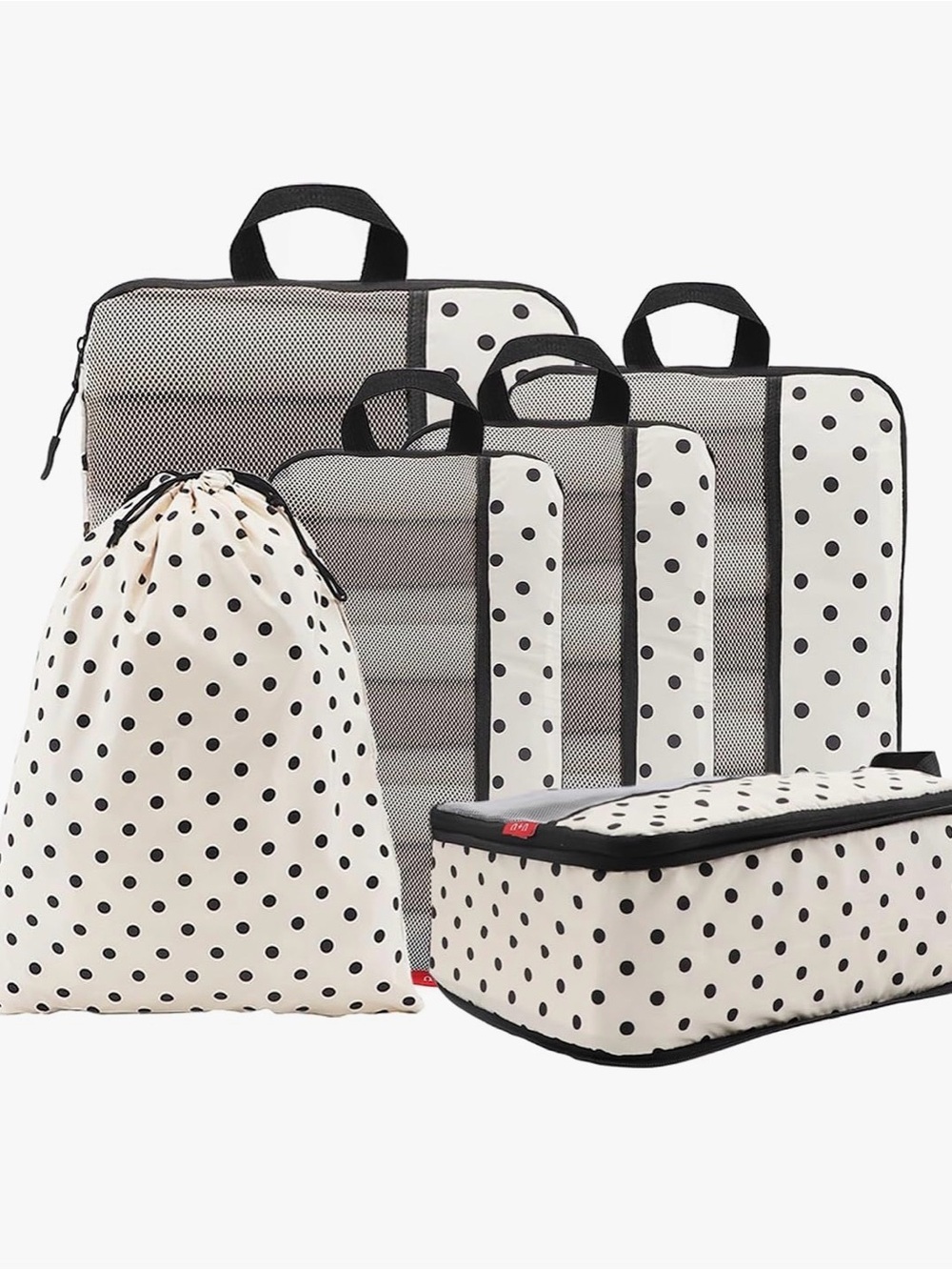 U+U 6 Set Compression Packing Cubes, Travel Organizers (Polka Dot)